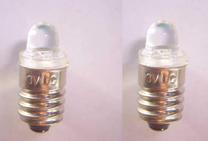 2X Set Epistar LED 0.5W E10 Screw Lens Bulb 3V .02A for 2-Cell Replacement:  222