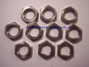 10 Pack Panel Nuts 7/16" 5/16"-32, Hex Brass Thick Bright Nickel Plated Jam Nut