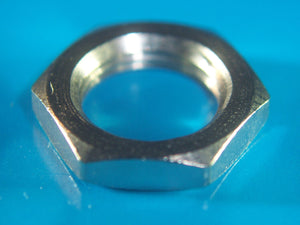 Panel Nut, 3/8" Nut 5/16"-32, Hex Brass Thick Bright Nickel Plated Jam Nuts PK5