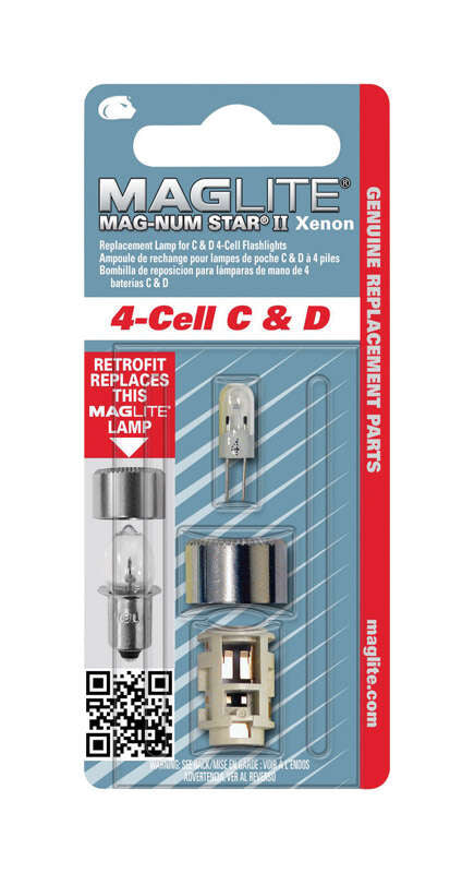 Maglite 4 Cell C & D Replacement Maglight Bulb MAG-NUM Star II Xenon + LED INFO